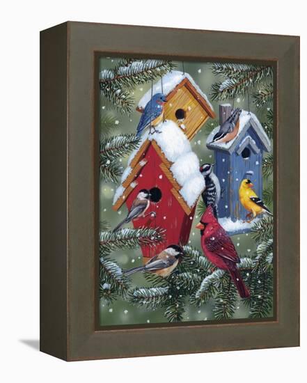 Winter Birdhouses-William Vanderdasson-Framed Premier Image Canvas