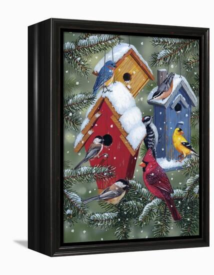 Winter Birdhouses-William Vanderdasson-Framed Premier Image Canvas