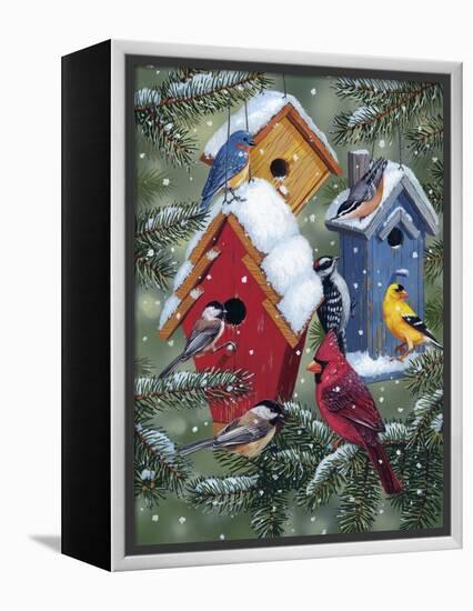 Winter Birdhouses-William Vanderdasson-Framed Premier Image Canvas