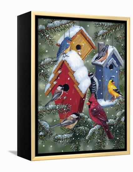 Winter Birdhouses-William Vanderdasson-Framed Premier Image Canvas