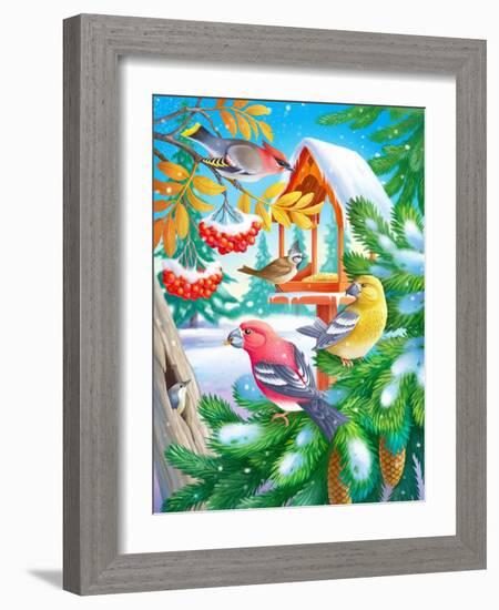 Winter Birds-Olga Kovaleva-Framed Giclee Print