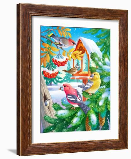 Winter Birds-Olga Kovaleva-Framed Giclee Print