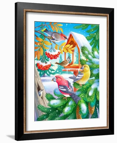 Winter Birds-Olga Kovaleva-Framed Giclee Print