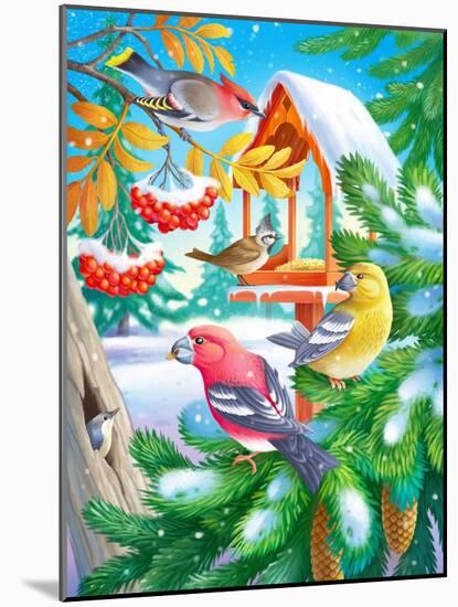 Winter Birds-Olga Kovaleva-Mounted Giclee Print