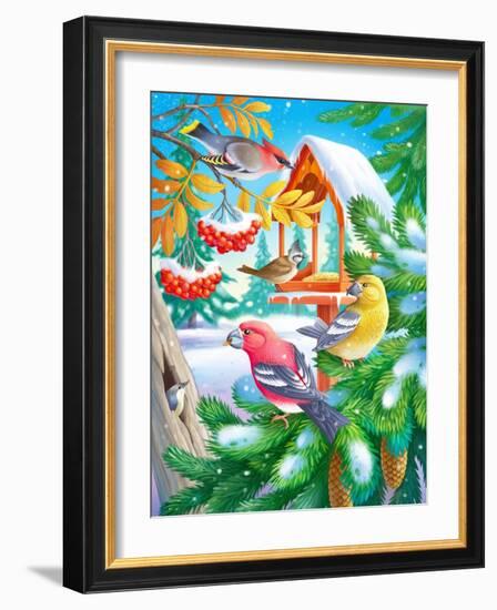 Winter Birds-Olga Kovaleva-Framed Giclee Print