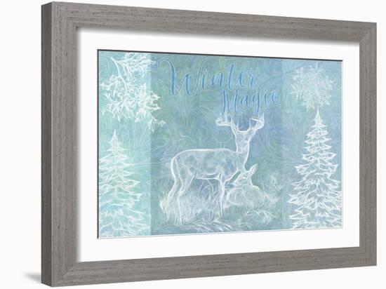 Winter Buck and Deer-Cora Niele-Framed Giclee Print