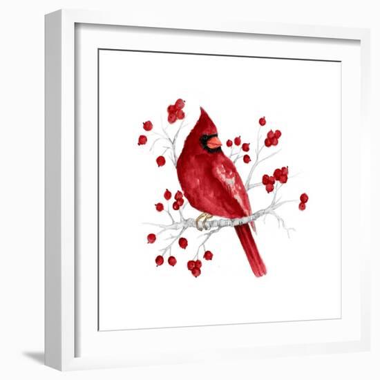 Winter Cardinal in Red I-Janice Gaynor-Framed Art Print