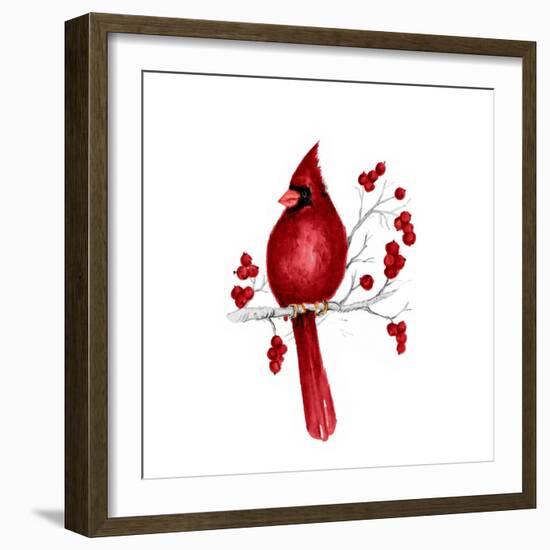 Winter Cardinal in Red II-Janice Gaynor-Framed Art Print