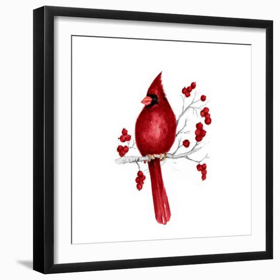 Winter Cardinal in Red II-Janice Gaynor-Framed Art Print