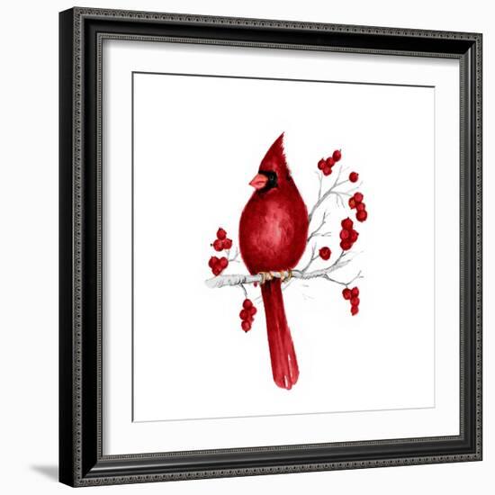 Winter Cardinal in Red II-Janice Gaynor-Framed Art Print