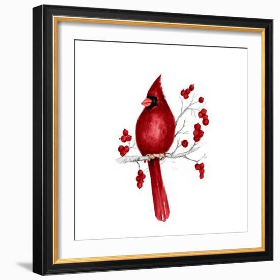 Winter Cardinal in Red II-Janice Gaynor-Framed Art Print