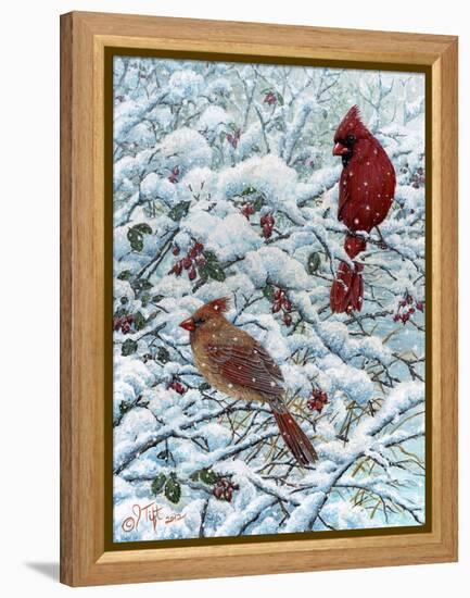 Winter Cardinal Painting-Jeff Tift-Framed Premier Image Canvas