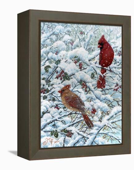 Winter Cardinal Painting-Jeff Tift-Framed Premier Image Canvas