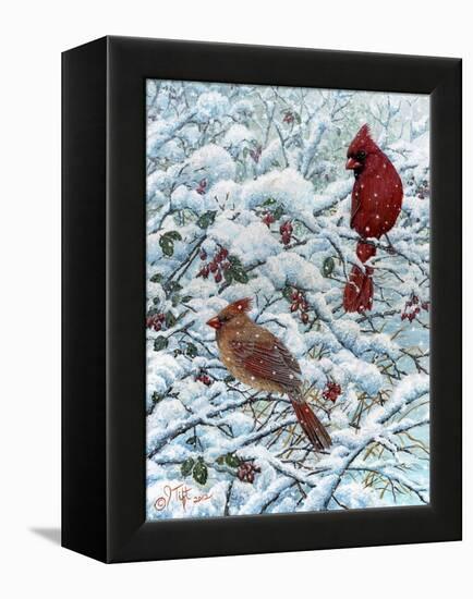 Winter Cardinal Painting-Jeff Tift-Framed Premier Image Canvas