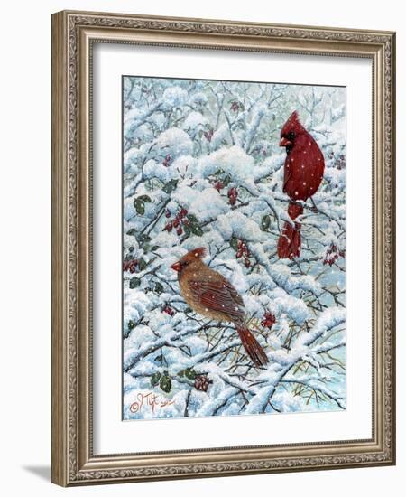 Winter Cardinal Painting-Jeff Tift-Framed Giclee Print