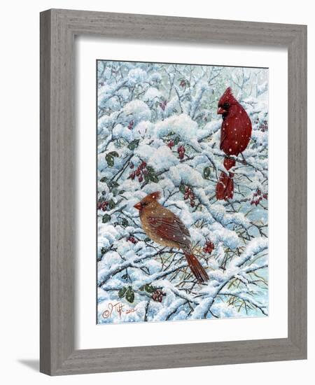 Winter Cardinal Painting-Jeff Tift-Framed Giclee Print