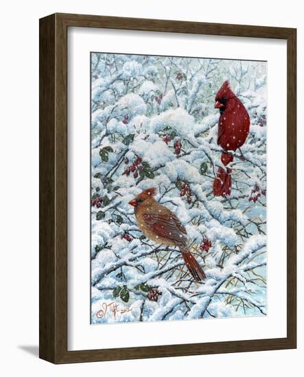 Winter Cardinal Painting-Jeff Tift-Framed Giclee Print