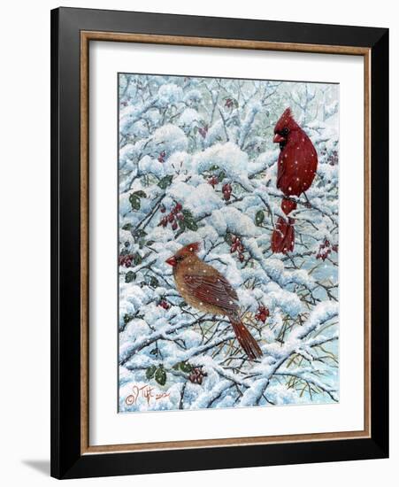 Winter Cardinal Painting-Jeff Tift-Framed Giclee Print