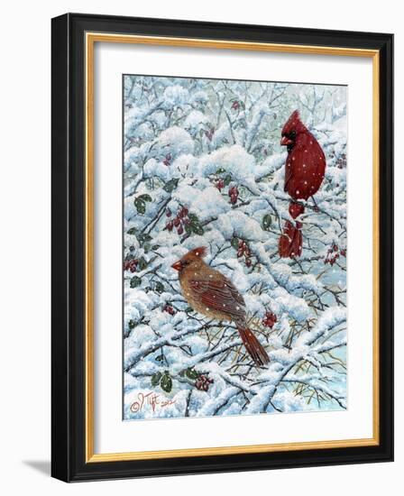 Winter Cardinal Painting-Jeff Tift-Framed Giclee Print