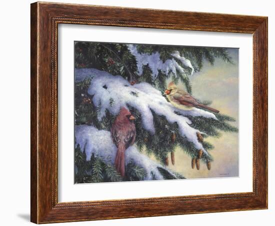 Winter Cardinals-Kevin Dodds-Framed Giclee Print