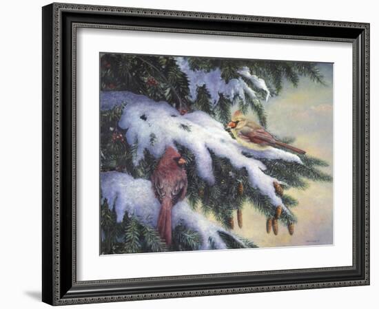 Winter Cardinals-Kevin Dodds-Framed Giclee Print