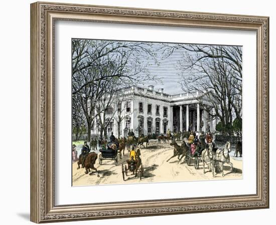 Winter Carriage Traffic at the White House the Final Days of the Grant Administration, 1877-null-Framed Giclee Print