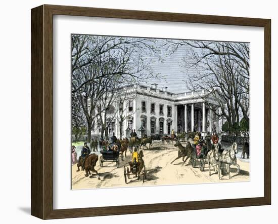 Winter Carriage Traffic at the White House the Final Days of the Grant Administration, 1877-null-Framed Giclee Print