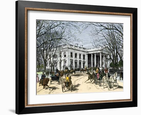 Winter Carriage Traffic at the White House the Final Days of the Grant Administration, 1877-null-Framed Giclee Print