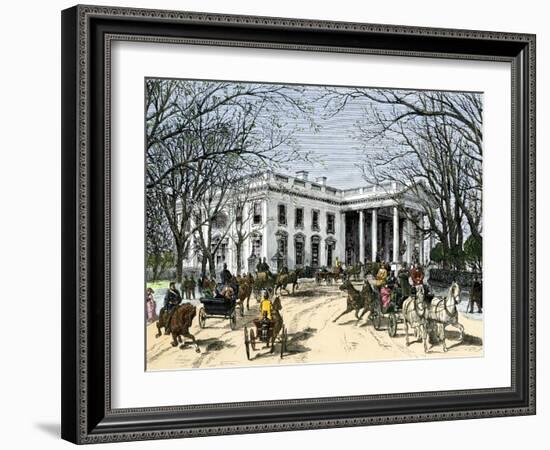 Winter Carriage Traffic at the White House the Final Days of the Grant Administration, 1877-null-Framed Giclee Print