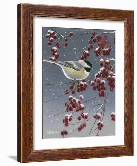 Winter Chickadees I-Fred Szatkowski-Framed Art Print