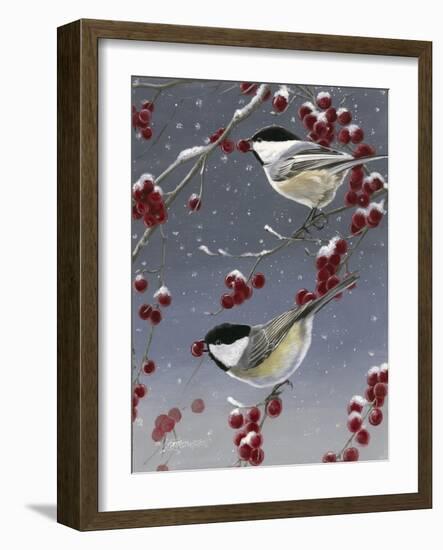 Winter Chickadees II-Fred Szatkowski-Framed Art Print