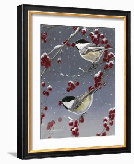 Winter Chickadees II-Fred Szatkowski-Framed Art Print
