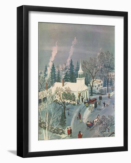 Winter Church Scene, 1960-null-Framed Giclee Print