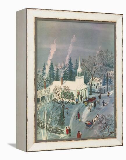 Winter Church Scene, 1960-null-Framed Premier Image Canvas