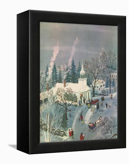 Winter Church Scene, 1960-null-Framed Premier Image Canvas