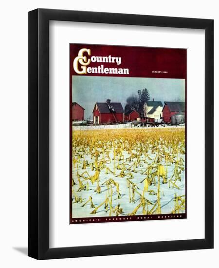 "Winter Cornfield," Country Gentleman Cover, January 1, 1946-Thomas Benner-Framed Giclee Print