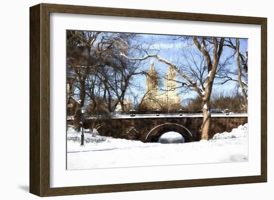 Winter Crossing Bridge-Philippe Hugonnard-Framed Giclee Print