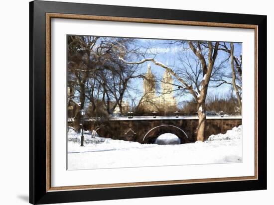 Winter Crossing Bridge-Philippe Hugonnard-Framed Giclee Print