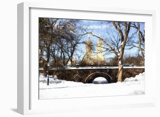 Winter Crossing Bridge-Philippe Hugonnard-Framed Giclee Print