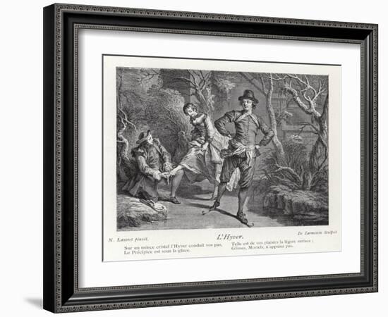 Winter, Depicting a Group of People Ice Skating-Nicolas Lancret-Framed Giclee Print