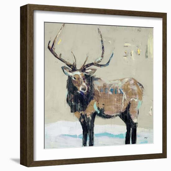 Winter Elk Neutral-Kellie Day-Framed Art Print