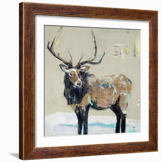Winter Elk Neutral-Kellie Day-Framed Art Print