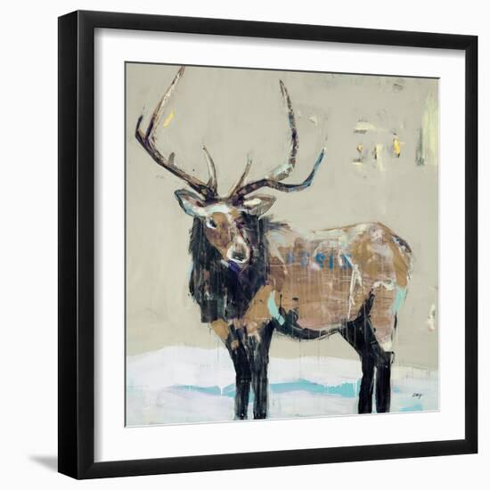 Winter Elk Neutral-Kellie Day-Framed Art Print