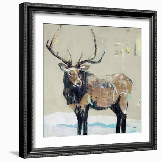 Winter Elk Neutral-Kellie Day-Framed Art Print