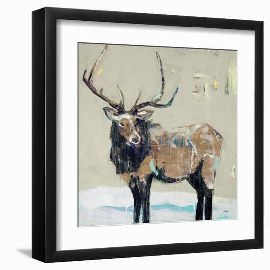 Winter Elk Neutral-Kellie Day-Framed Art Print