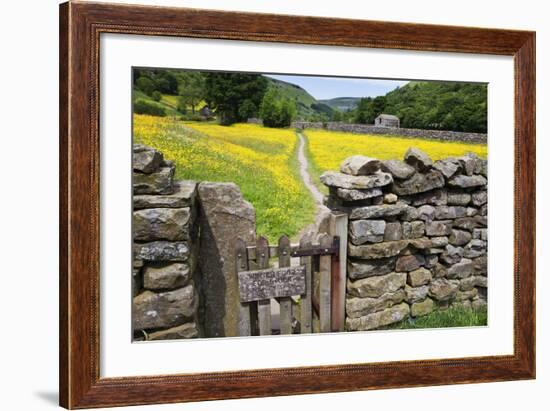 Winter Food for Stock Sign on Gate in Meadow at Muker-Mark Sunderland-Framed Photographic Print