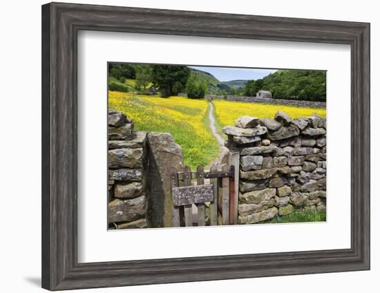 Winter Food for Stock Sign on Gate in Meadow at Muker-Mark Sunderland-Framed Photographic Print