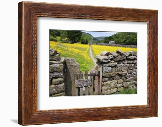 Winter Food for Stock Sign on Gate in Meadow at Muker-Mark Sunderland-Framed Photographic Print