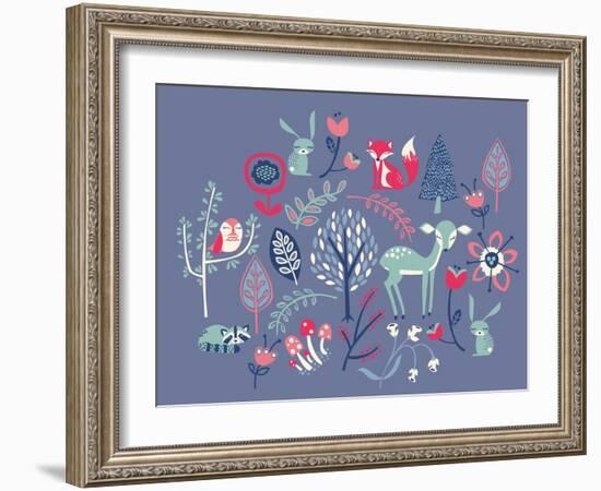 Winter Forest Friends-null-Framed Giclee Print