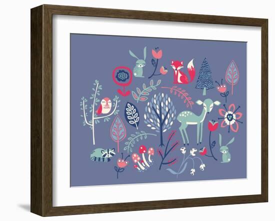 Winter Forest Friends-null-Framed Giclee Print